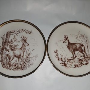 Schumann Germany 95 ~ Set of 2 ~ Gold Rim ~ Elks